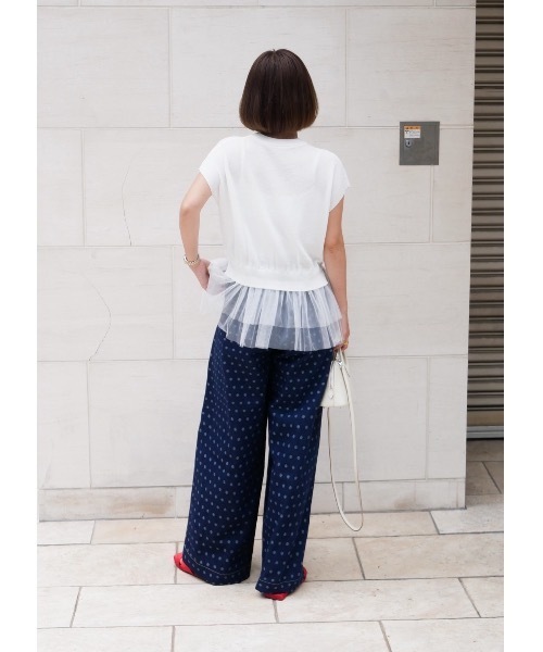 BeBeoD（べベッド）の「チュールレイヤードサマーニットトップス（ニット/セーター・レディース・ホワイト/ブラック・フリー）」の6枚目の写真