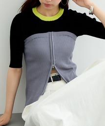 【MAISON BREEZE reveur】ウォッシャブル 12Gビスチェレイヤードニットプルオーバー trc