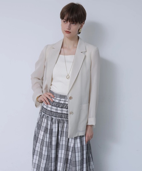 CADUNE(カデュネ)の「シャーリングチェックスカート(スカート・レディース・カーキ/ホワイト・38/36)」の22枚目の写真