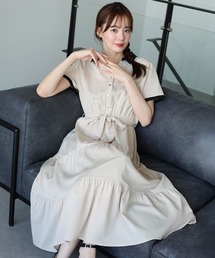 《新色追加》バイカラースキッパーティアードワンピース
