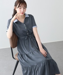 《新色追加》バイカラースキッパーティアードワンピース