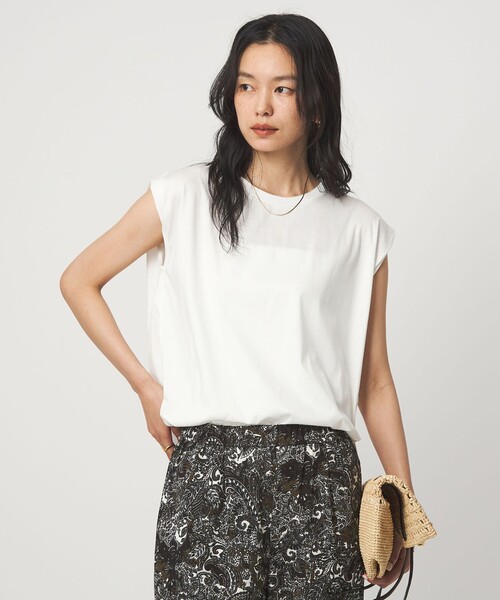 green label relaxing(グリーンレーベルリラクシング)の「フレンチスリーブ Tシャツ 汗染み防止(Tシャツ/カットソー・レディース・モカ/オフホワイト/ダークブラウン/ブラック/ロイヤルブルー・FREE)」の17枚目の写真