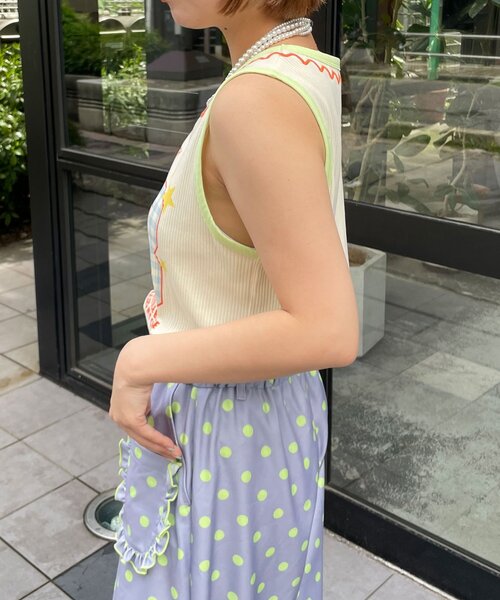 HELLO.SANFRANCISCO(ハローサンフランシスコ)の「【HELLO.SANFRANCISCO/ハローサンフランシスコ】ロゴプリントうねうねリブタンク(キャミソール・レディース・ピンク/アイボリー・ONE SIZE)」の4枚目の写真
