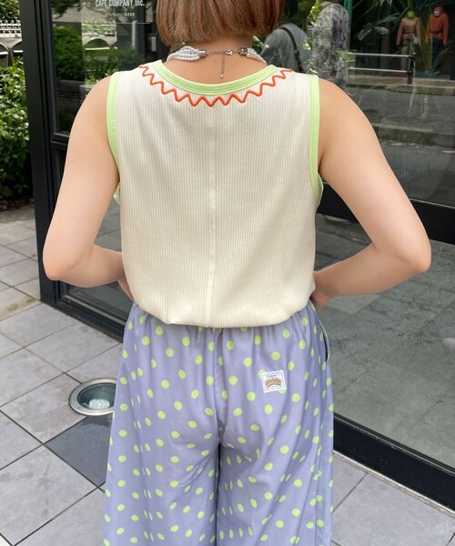 HELLO.SANFRANCISCO(ハローサンフランシスコ)の「【HELLO.SANFRANCISCO/ハローサンフランシスコ】ロゴプリントうねうねリブタンク(キャミソール・レディース・ピンク/アイボリー・ONE SIZE)」の5枚目の写真