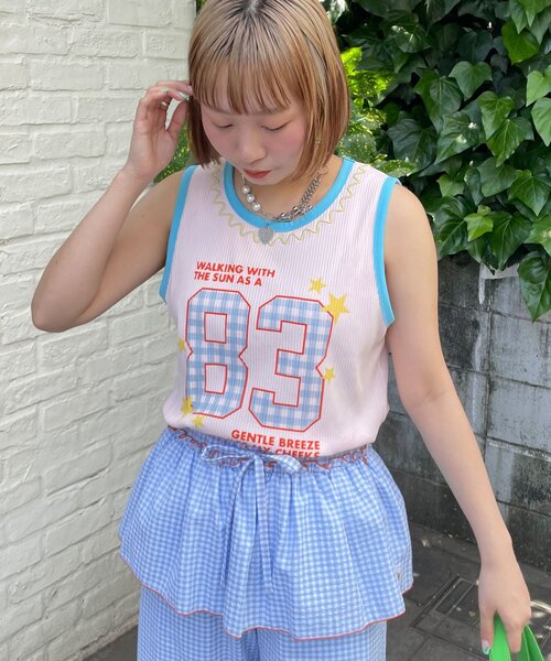 HELLO.SANFRANCISCO(ハローサンフランシスコ)の「【HELLO.SANFRANCISCO/ハローサンフランシスコ】ロゴプリントうねうねリブタンク(キャミソール・レディース・ピンク/アイボリー・ONE SIZE)」の11枚目の写真