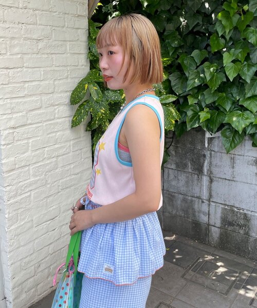 HELLO.SANFRANCISCO(ハローサンフランシスコ)の「【HELLO.SANFRANCISCO/ハローサンフランシスコ】ロゴプリントうねうねリブタンク(キャミソール・レディース・ピンク/アイボリー・ONE SIZE)」の12枚目の写真