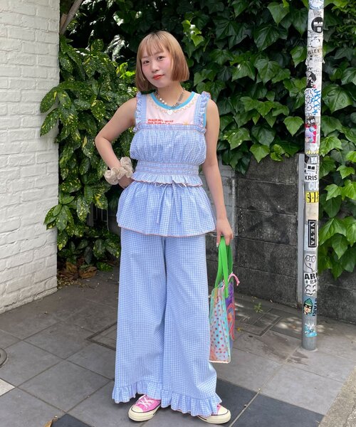 HELLO.SANFRANCISCO(ハローサンフランシスコ)の「【HELLO.SANFRANCISCO/ハローサンフランシスコ】ロゴプリントうねうねリブタンク(キャミソール・レディース・ピンク/アイボリー・ONE SIZE)」の15枚目の写真