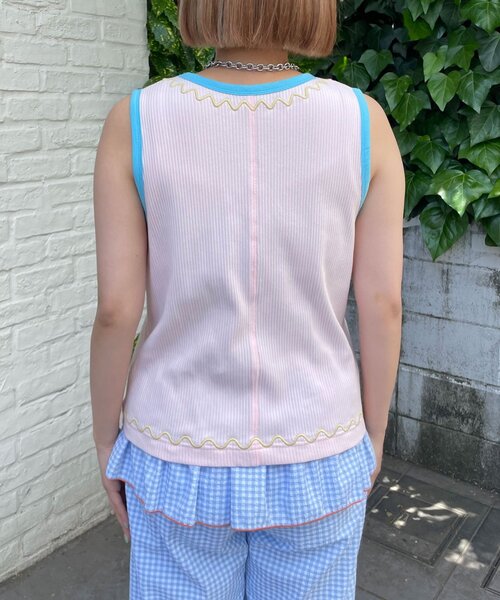 HELLO.SANFRANCISCO(ハローサンフランシスコ)の「【HELLO.SANFRANCISCO/ハローサンフランシスコ】ロゴプリントうねうねリブタンク(キャミソール・レディース・ピンク/アイボリー・ONE SIZE)」の18枚目の写真