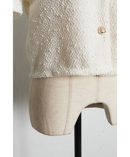 tocco closet(トッコ クローゼット)の「【ZOZO限定】スパンコール装飾サマーツイード半袖ジャケット(ノーカラージャケット・レディース・ホワイト/ブラック・M)」の19枚目の写真