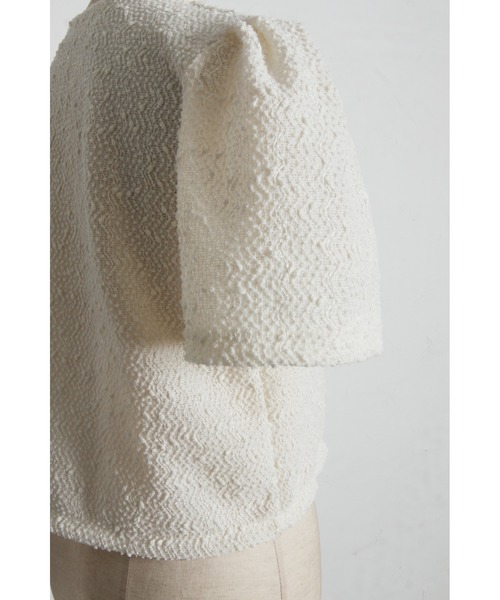 tocco closet(トッコ クローゼット)の「【ZOZO限定】スパンコール装飾サマーツイード半袖ジャケット(ノーカラージャケット・レディース・ホワイト/ブラック・M)」の21枚目の写真