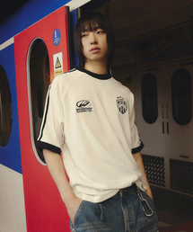 ベルベットラインテープリガー半袖Tシャツオフホワイト