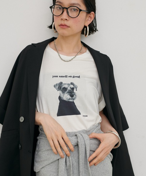 LARUTA（ラルータ）の「【LARUTA】アニマルフォトTee（Tシャツ/カットソー・レディース・ブラウン/オフホワイト/チャコールグレー/その他1・FREE）」の4枚目の写真