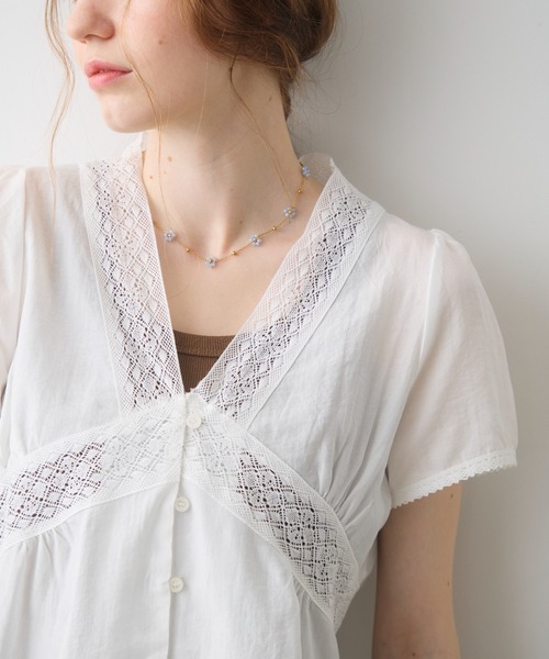 Crisp（クリスプ）の「v neck retro lace blouse / Vネックレトロレースブラウス（シャツ/ブラウス・レディース・アイボリー/ホワイト・FREE）」の5枚目の写真