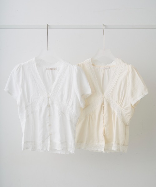 Crisp（クリスプ）の「v neck retro lace blouse / Vネックレトロレースブラウス（シャツ/ブラウス・レディース・アイボリー/ホワイト・FREE）」の22枚目の写真