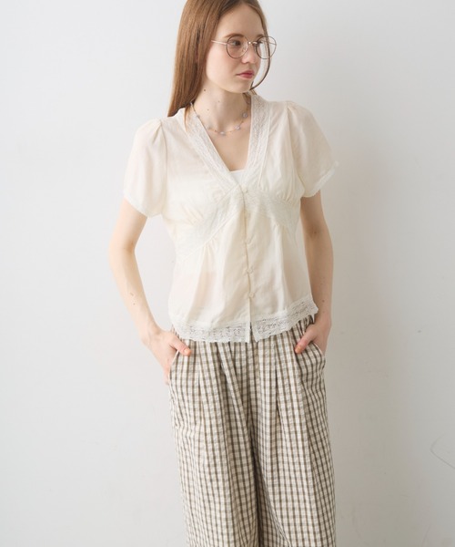 Crisp（クリスプ）の「v neck retro lace blouse / Vネックレトロレースブラウス（シャツ/ブラウス・レディース・アイボリー/ホワイト・FREE）」の18枚目の写真