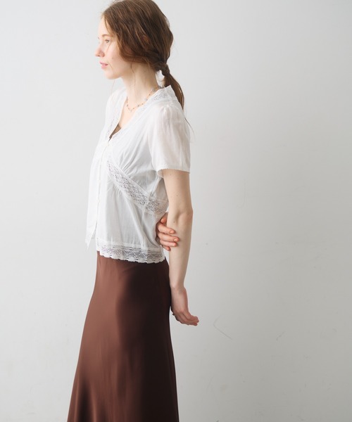 Crisp（クリスプ）の「v neck retro lace blouse / Vネックレトロレースブラウス（シャツ/ブラウス・レディース・アイボリー/ホワイト・FREE）」の7枚目の写真