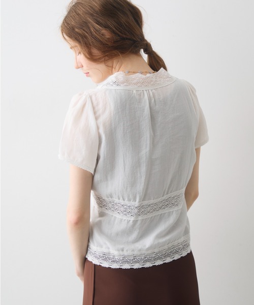 Crisp（クリスプ）の「v neck retro lace blouse / Vネックレトロレースブラウス（シャツ/ブラウス・レディース・アイボリー/ホワイト・FREE）」の8枚目の写真