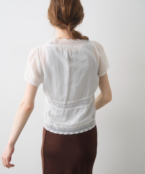 Crisp（クリスプ）の「v neck retro lace blouse / Vネックレトロレースブラウス（シャツ/ブラウス・レディース・アイボリー/ホワイト・FREE）」の9枚目の写真