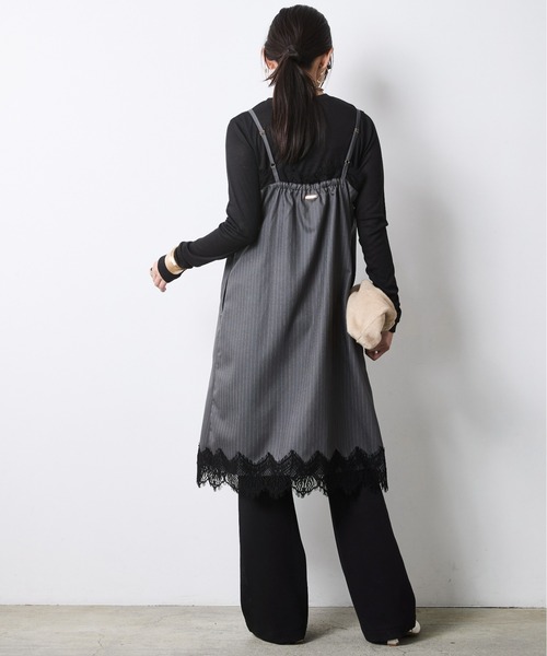 CHIC STYLE（シックスタイル）の「レースキャミソールワンピース＜大きいサイズ有＞シックスタイル（ワンピース・レディース・グレー系/ブラック系・5L/4L/3L/LL/L/M）」の6枚目の写真