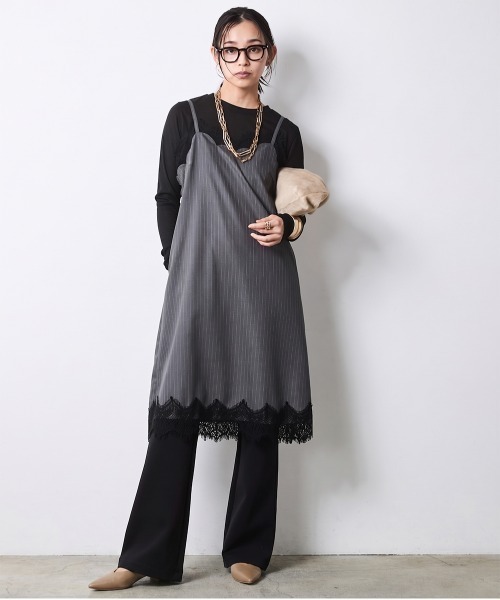 CHIC STYLE（シックスタイル）の「レースキャミソールワンピース＜大きいサイズ有＞シックスタイル（ワンピース・レディース・グレー系/ブラック系・5L/4L/3L/LL/L/M）」の7枚目の写真