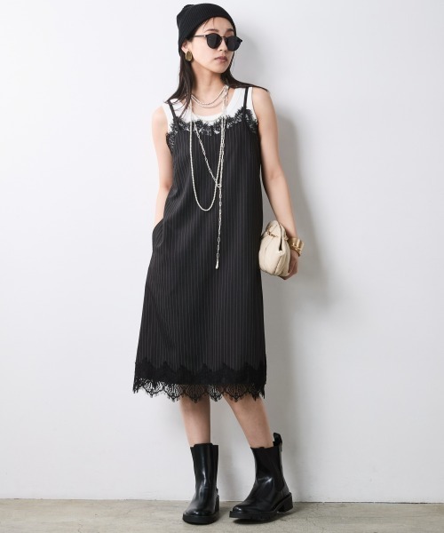 CHIC STYLE（シックスタイル）の「レースキャミソールワンピース＜大きいサイズ有＞シックスタイル（ワンピース・レディース・グレー系/ブラック系・5L/4L/3L/LL/L/M）」の10枚目の写真
