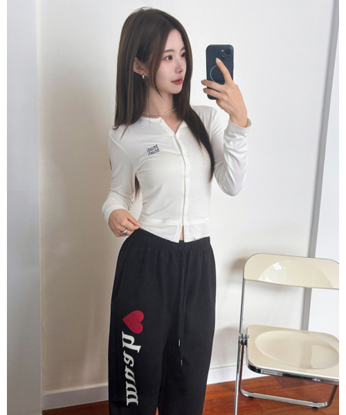 muahmuah（ムーアムーア）の「ハートポイントワイドバンディングパンツ[ブラック]（スウェットパンツ・レディース・ブラック・FREE）」の5枚目の写真