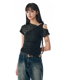 W. Layered Off Shoulder Short Sleeve [BLACK]_SEWTS009BLACK