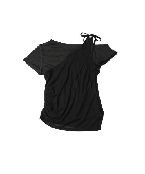 SECONDMONO（セカンドモノローグ）の「W. Layered Off Shoulder Short Sleeve [BLACK]_SEWTS009BLACK（Tシャツ/カットソー・レディース・その他・F）」の5枚目の写真