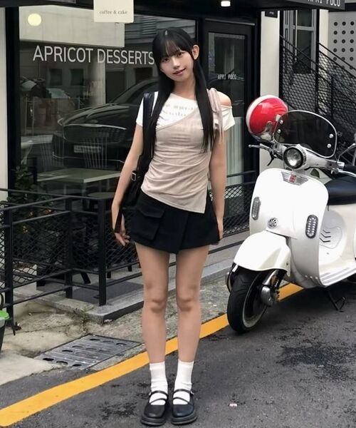 SECONDMONO（セカンドモノローグ）の「W. Layered Off Shoulder Short Sleeve [BLACK]_SEWTS009BLACK（Tシャツ/カットソー・レディース・その他・F）」の7枚目の写真