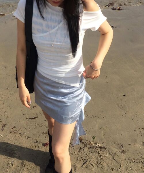 SECONDMONO（セカンドモノローグ）の「W. Layered Off Shoulder Short Sleeve [BLACK]_SEWTS009BLACK（Tシャツ/カットソー・レディース・その他・F）」の9枚目の写真
