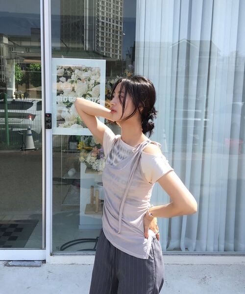 SECONDMONO（セカンドモノローグ）の「W. Layered Off Shoulder Short Sleeve [BLACK]_SEWTS009BLACK（Tシャツ/カットソー・レディース・その他・F）」の19枚目の写真