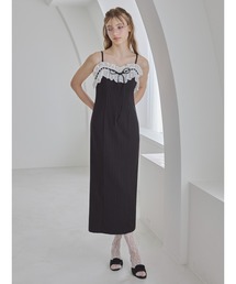 Lace ribbon stripe tight dress / レースリボンストライプタイトワンピース