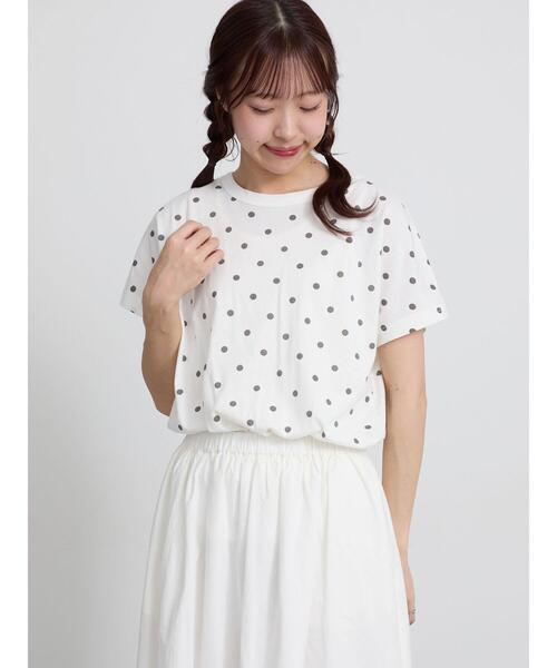 Samansa Mos2(サマンサ モスモス)の「【オーガニックコットン】ドット柄Tシャツ(Tシャツ/カットソー・レディース・ブラック/ブラウン/オフホワイト・F)」の11枚目の写真