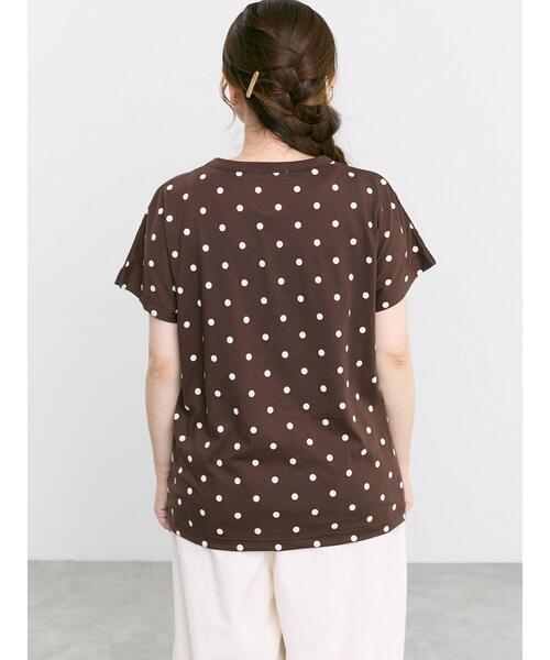 Samansa Mos2(サマンサ モスモス)の「【オーガニックコットン】ドット柄Tシャツ(Tシャツ/カットソー・レディース・ブラック/ブラウン/オフホワイト・F)」の16枚目の写真