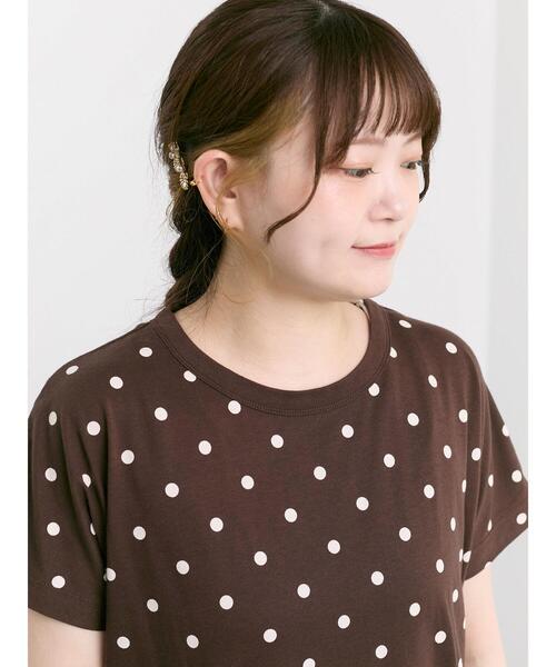 Samansa Mos2(サマンサ モスモス)の「【オーガニックコットン】ドット柄Tシャツ(Tシャツ/カットソー・レディース・ブラック/ブラウン/オフホワイト・F)」の17枚目の写真
