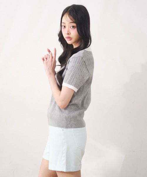 Noelie(ノエリー)の「レイヤードポロニットトップス(ニット/セーター・レディース・グレー/ネイビー・FREE)」の12枚目の写真