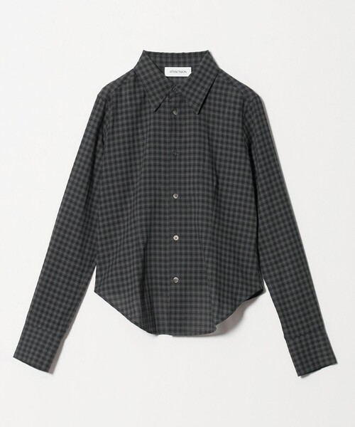ATTISESSION(アティセッション)の「<ATTISESSION>コットン スリムシャツ(シャツ/ブラウス・レディース・ホワイト/ダークグリーン・FREE)」の2枚目の写真