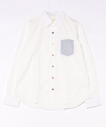 ブロードポケット配色カラフル釦シャツ(M1)