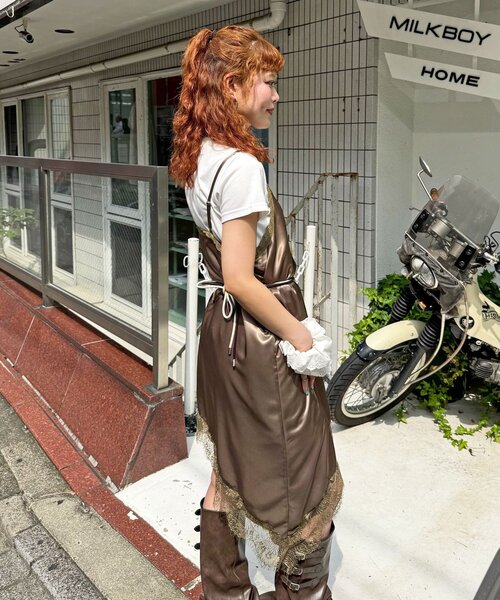 CIAOPANIC(チャオパニック)の「サテンプリントアシメキャミワンピース(チュニック・レディース・ピンク/ブラウン/ブルー・ONE SIZE)」の6枚目の写真