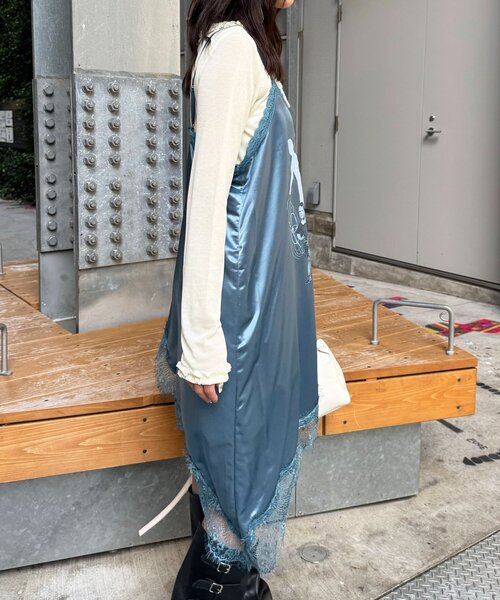 CIAOPANIC(チャオパニック)の「サテンプリントアシメキャミワンピース(チュニック・レディース・ピンク/ブラウン/ブルー・ONE SIZE)」の14枚目の写真