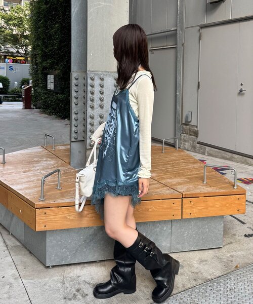 CIAOPANIC(チャオパニック)の「サテンプリントアシメキャミワンピース(チュニック・レディース・ピンク/ブラウン/ブルー・ONE SIZE)」の16枚目の写真