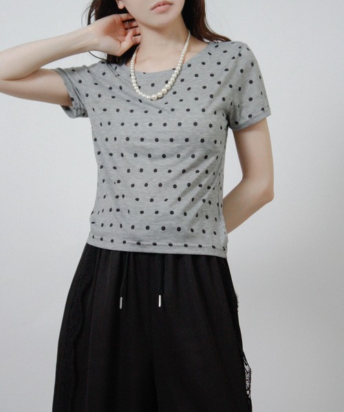 NYLAUS(ナイラス)の「【SG】ドット シアーTシャツ 半袖(Tシャツ/カットソー・レディース・ブラック/グレー/オフホワイト・M)」の14枚目の写真