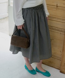 shirring frill check skirt / シャーリングフリルチェックスカート