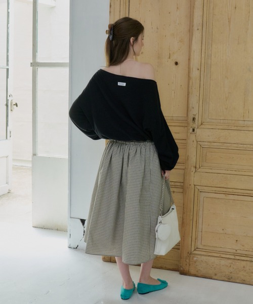 GIUNON（ジウノン）の「shirring frill check skirt / シャーリングフリルチェックスカート（スカート・レディース・アイボリー/ブラック・0/1）」の10枚目の写真