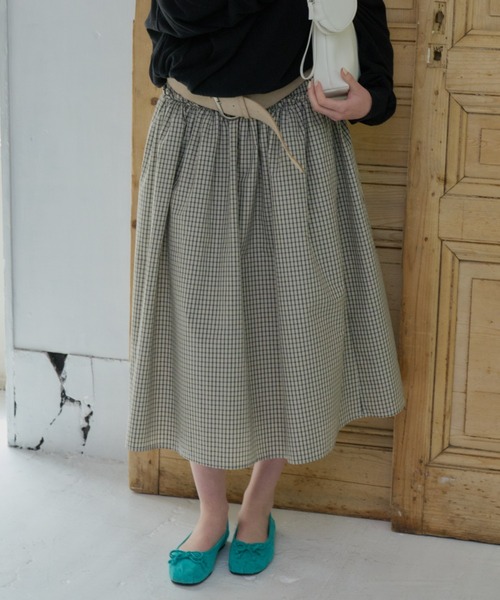 GIUNON（ジウノン）の「shirring frill check skirt / シャーリングフリルチェックスカート（スカート・レディース・アイボリー/ブラック・0/1）」の9枚目の写真