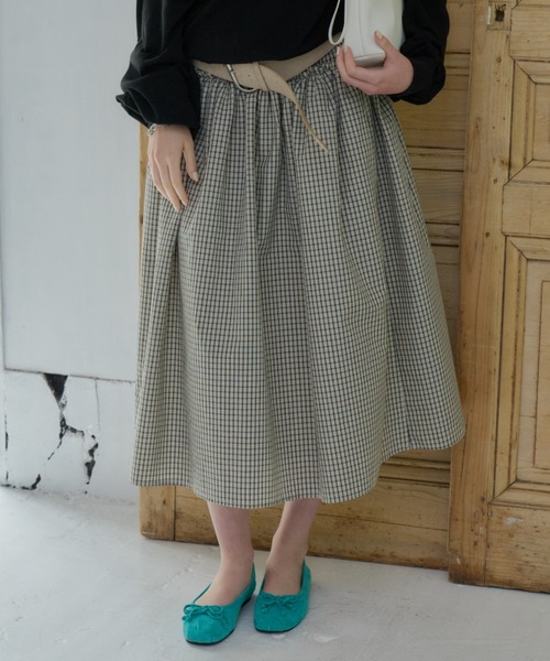 GIUNON（ジウノン）の「shirring frill check skirt / シャーリングフリルチェックスカート（スカート・レディース・アイボリー/ブラック・0/1）」の11枚目の写真