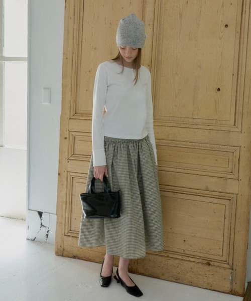 GIUNON（ジウノン）の「shirring frill check skirt / シャーリングフリルチェックスカート（スカート・レディース・アイボリー/ブラック・0/1）」の15枚目の写真