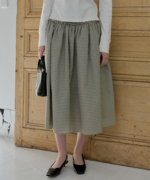 GIUNON（ジウノン）の「shirring frill check skirt / シャーリングフリルチェックスカート（スカート・レディース・アイボリー/ブラック・0/1）」の16枚目の写真