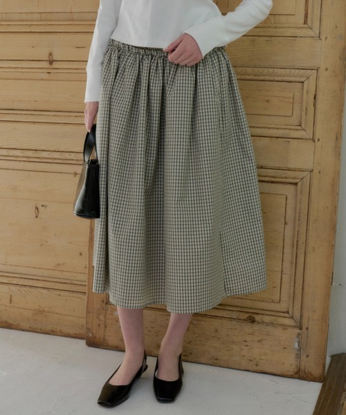 GIUNON（ジウノン）の「shirring frill check skirt / シャーリングフリルチェックスカート（スカート・レディース・アイボリー/ブラック・0/1）」の17枚目の写真