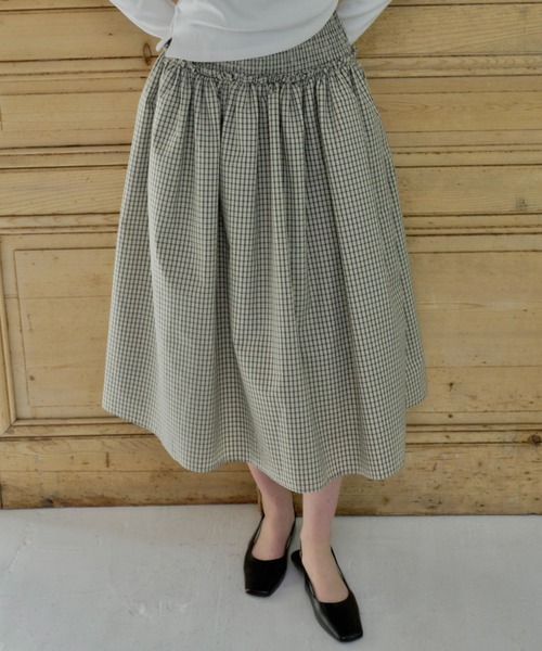 GIUNON（ジウノン）の「shirring frill check skirt / シャーリングフリルチェックスカート（スカート・レディース・アイボリー/ブラック・0/1）」の21枚目の写真